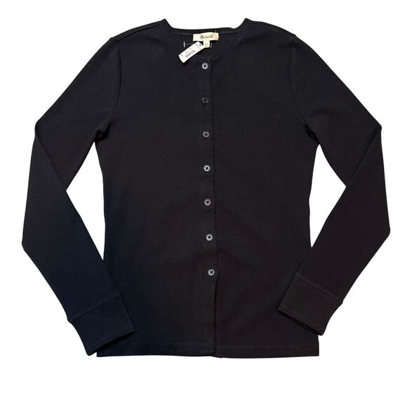 Madewell Black Cotton Blend Button Front Cardigan Sweater XS NWT - Picture 2 of 6